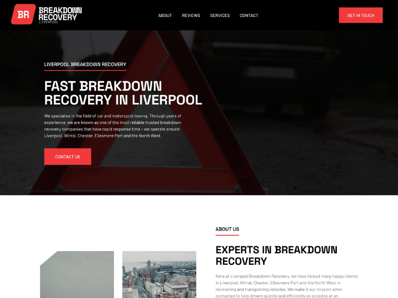 Web design for Breakdown company Liverpool
