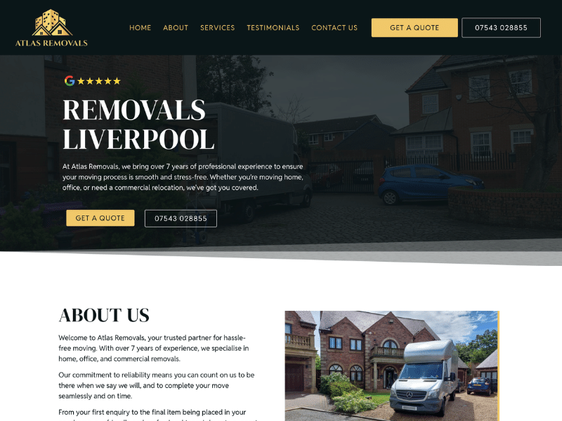 Website design for Removal company Liverpool