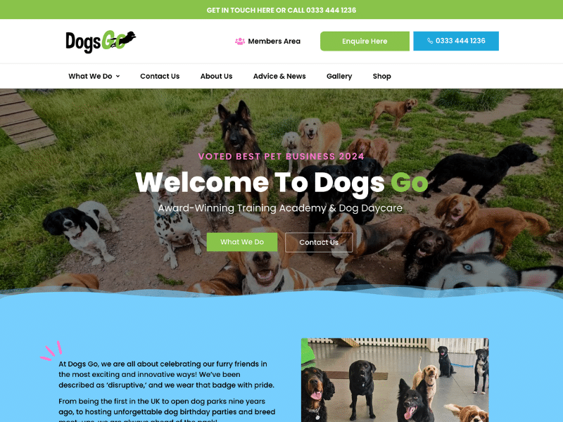 Website design for Dog Park in Wirral