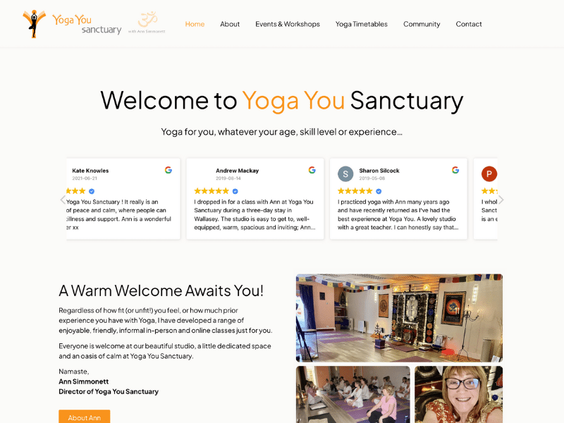 Website design for Yoga Studio in Wirral